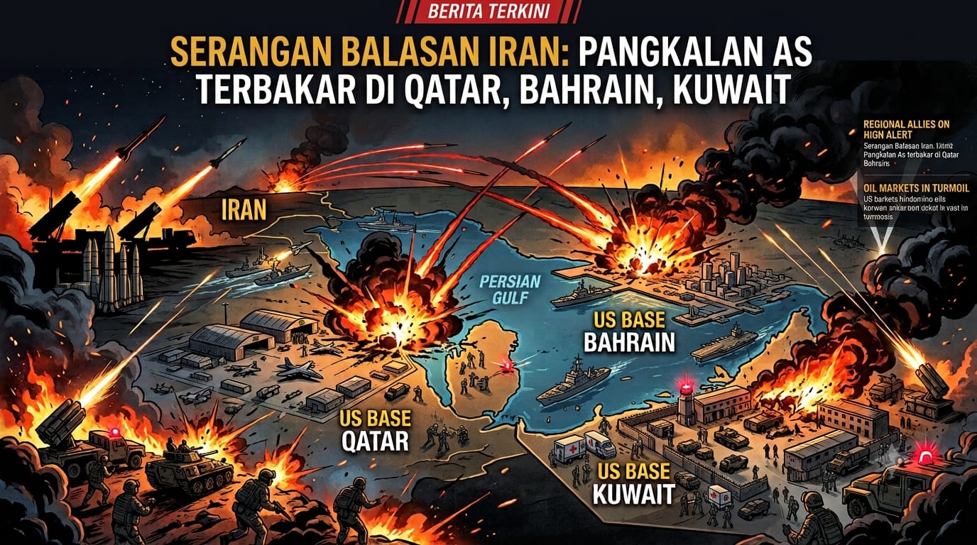 Iran Luncurkan Serangan Rudal dan Drone ke Fasilitas AS di Teluk, Ancam Tutup Selat Hormuz