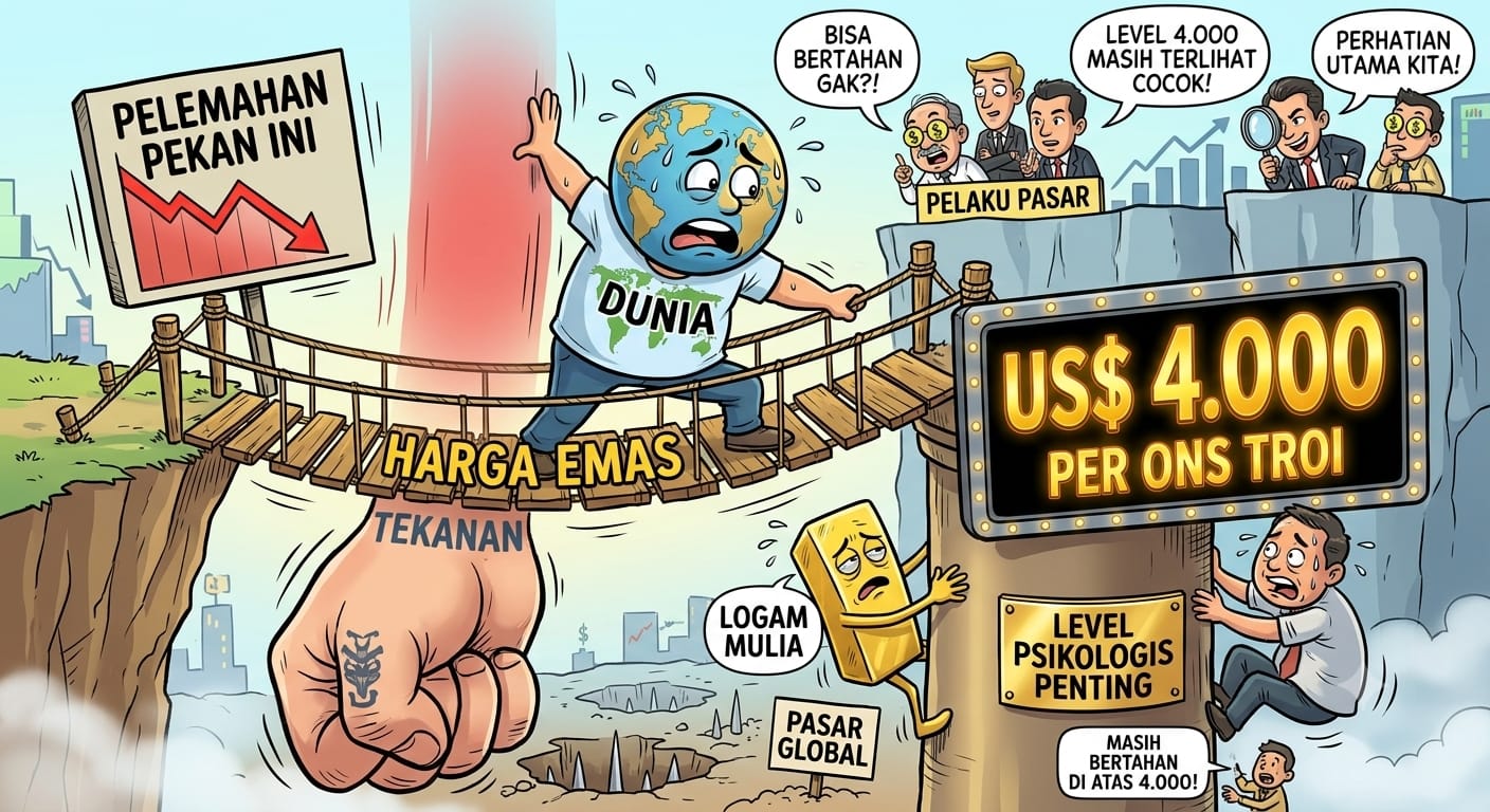 Harga Emas Dunia Tertekan, Tapi Masih Bertahan di Atas US$ 4.000 per Ons Troi