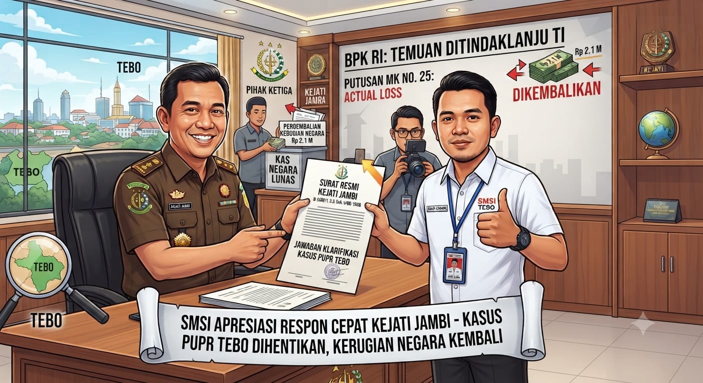 SMSI Apresiasi Respons Cepat Kejati Jambi Terkait Kasus PUPR Tebo Senilai Rp2,1 Miliar
