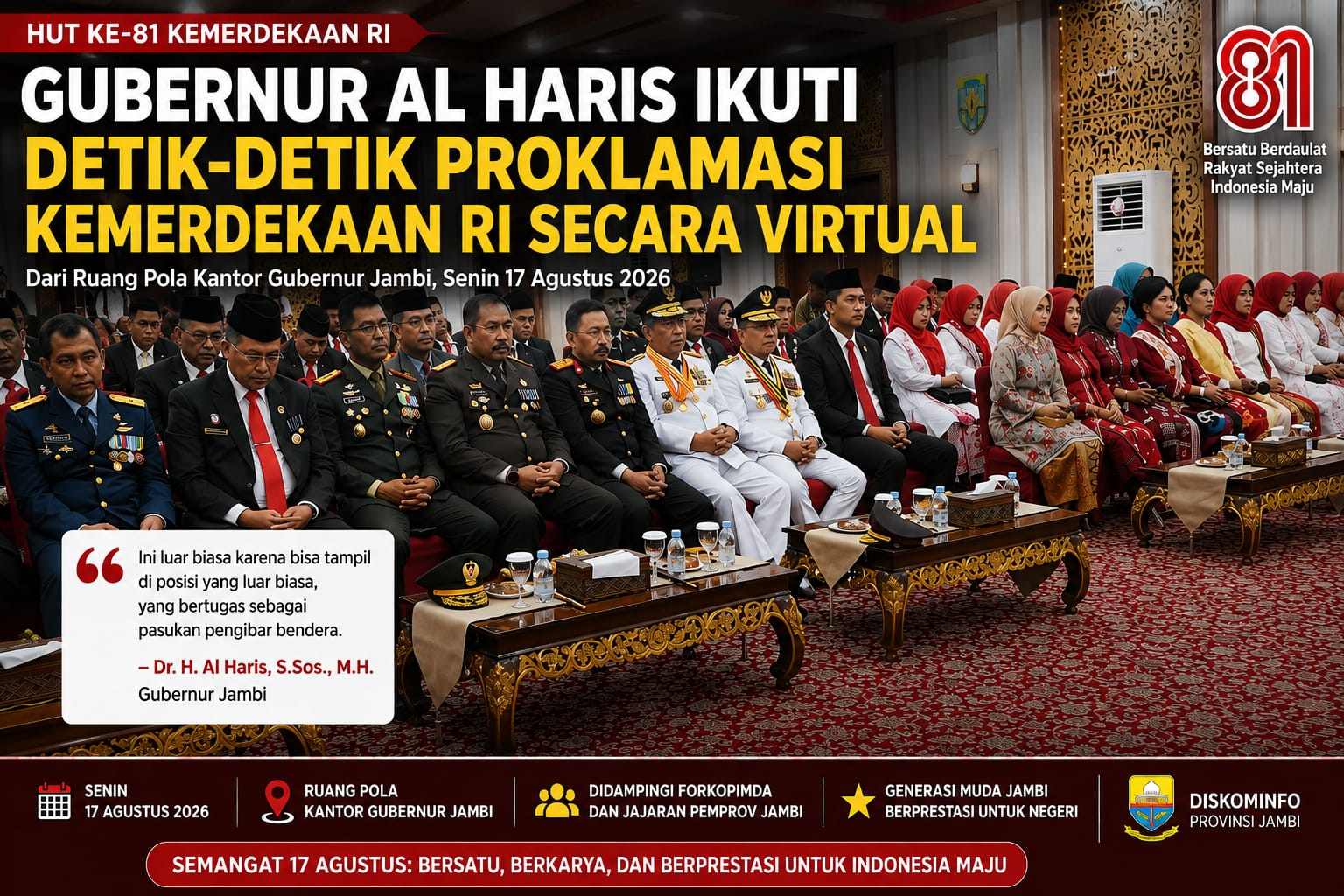 Gubernur Jambi Al Haris Ikuti Detik-Detik Proklamasi