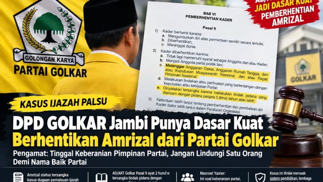 AD/ART Golkar Dinilai Bisa Jadi Dasar Pemberhentian Amrizal, Nasroel: Tinggal Keberanian Partai