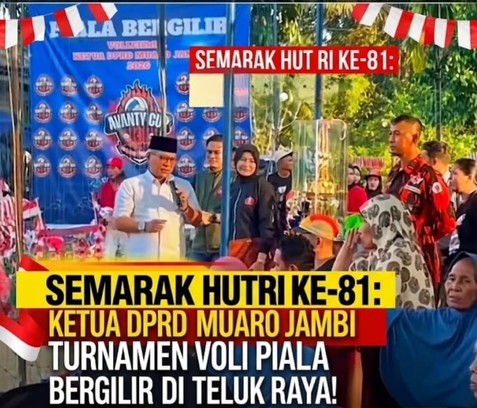 Semarak HUT RI ke-81: Turnamen Voli Piala Bergilir Ketua DPRD Muaro Jambi Digelar di Teluk Raya