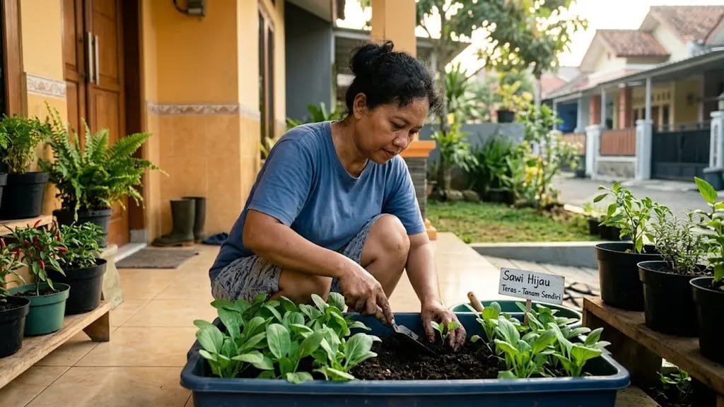 Cara Menanam Sawi Hijau di Wadah Dangkal, Solusi Praktis Berkebun di Teras Rumah