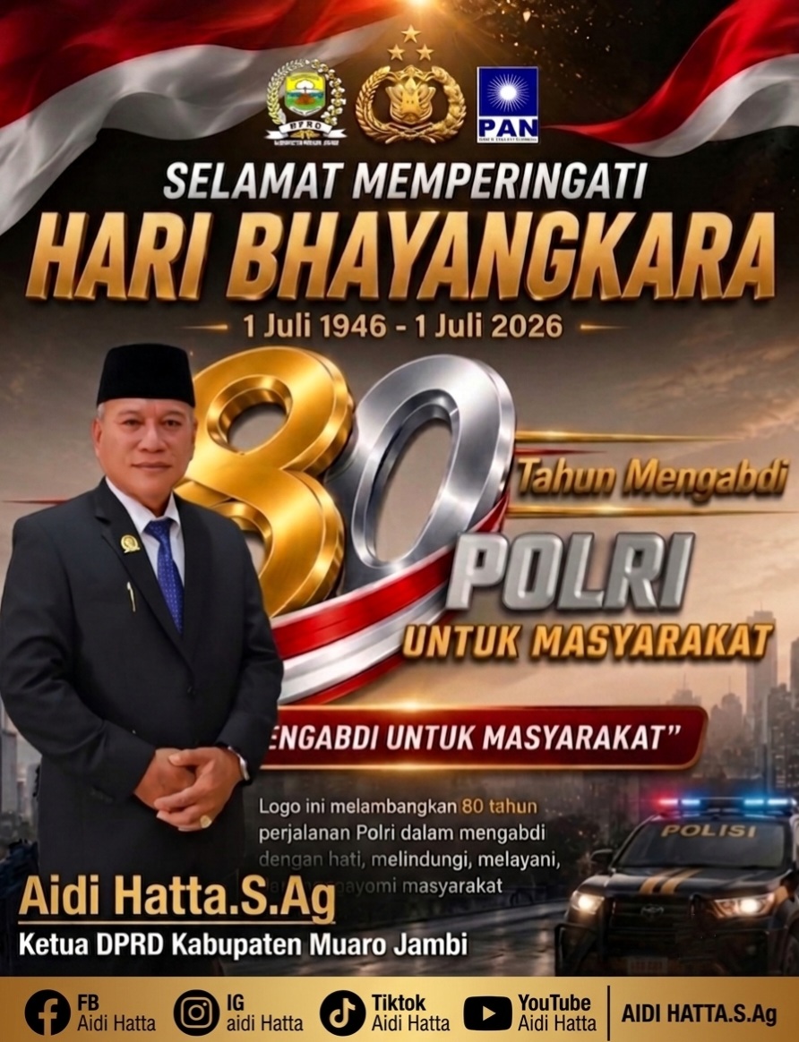 Ketua DPRD Muaro Jambi Aidi Hatta Sampaikan Selamat Hari Bhayangkara ke-80